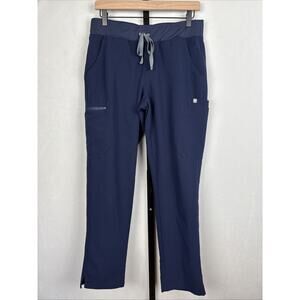 Figs Navy Skinny Scrub Pants with Gray Drawcord